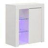 Basicwise Office or Living Room Side Storage Cabinet With LED, White QI003951.WT
